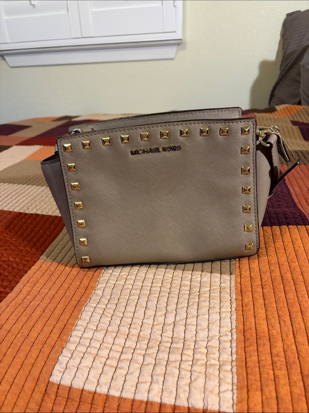 Michael Kors Beige Studded Crossbody Bag